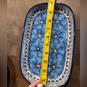 Unikat Polish Pottery Cobalt Poppies Small Serving Platter